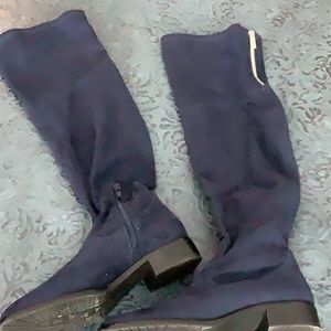 Over the knee Blue Suede Boots